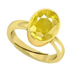 VISHVMA Gold-Plated 9 Ratti To 9.50 Ratti Sapphire Pukhraj Gemstone-Studded Finger Ring image 3