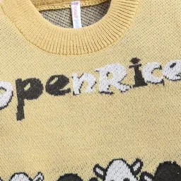 TOONYPORT Woolen Woven Full Sleeves Bears Designed Sweater - Yellow image 5