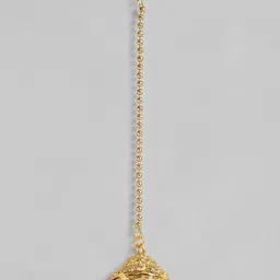 I Jewels Pink Gold-Plated Kundan-Studded Maang Tika-picture-26