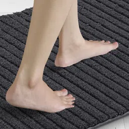 OBSESSIONS Grey Anti-Skid Super-Soft Rectangular Ultra-Absorbent 2000-GSM Bath Rug image 3