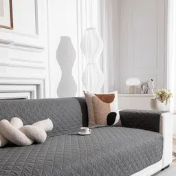 HOMETHREADS Grey Embroidered Sofa Cover image 3