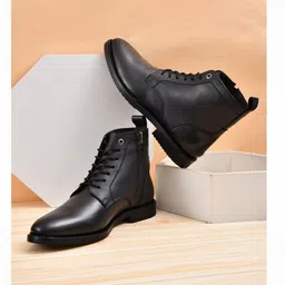 Warnex Men Textured Genuine Leather Zipper & Lace-Up Regular Boots image 2