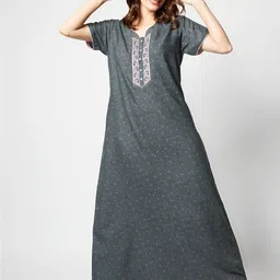Zeyo Floral Printed Maxi Nightdress-image-2