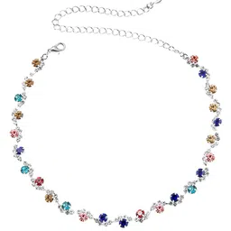 Peora Silver -Plated Cubic Zirconia-Studded & Beaded Jewellery Set image 4