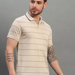 SZN Men Striped Polo Collar Moisture Wicking Pockets T-shirt image 2