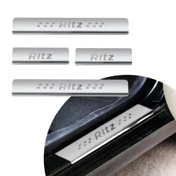 Automoto Stainless Steel Silver Non-led Footstep Door Sill Plate for Maruti Suzuki Ritz All Model (Set of 4)-image-80