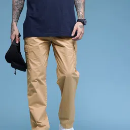HERE&NOW Men Pure Cotton Cargos Trousers-picture-10