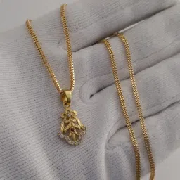 V.K.PAYAL.JEWELLERY Gold-Plated Artificial Stone Studded Floral Pendants with Chains-picture-32