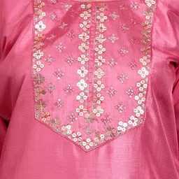 BANJANAN Women Ethnic Motifs Embroidered Regular Sequinned Kurta with Trousers image 3