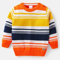 Babyhug Knit Full Sleeves Pullover Sweater Stripes Design -Yellow & Orange-picture-27
