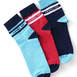 Pine Kids Knitted Silvadur Antimicrobial Ankle Length Text Design Socks Pack of 3 ( Color May Vary  )-image-57
