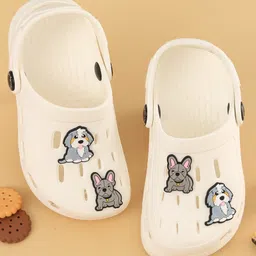 Yellow Bee Solid Perforated Slingback Clogs With Animals Charms - White-picture-25