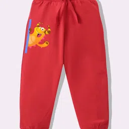 KAVEE Pure Cotton Knit Monster Printed Biowashed Lounge Pants - Red-picture-23