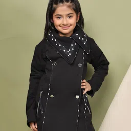 BaawRi Fleece Knit Full Sleeves Polka Dots Printed Light Winter Jacket - Black-picture-11