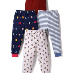Kidi Wav Pack Of 4 Striped & Space Theme Printed Pyjamas - Multi Colour-picture-24