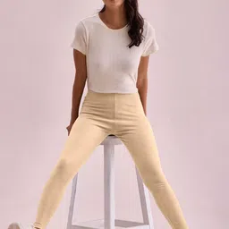 Go Colors Women Solid Mid-Rise Ankle Length Tights image 2