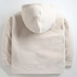 Cherry Crumble By Nitt Hyman Full Sleeves Solid Classy Caramel Hooded Sweatshirt - Cream image 3