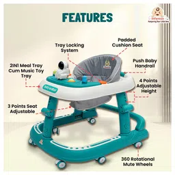 Infantso Space Race Multifunctional Premium Baby Walker: 2-in-1 Foldable Baby Walker with 4-Gear Height Adjustment and Astronaut Toys for Babies 6-24 Months image 2