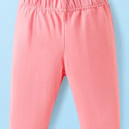 Babyhug Cotton Lycra Knit Three Fourth Length Leggings With Polka Dot & Floral Print Pack of 3 - Navy Blue White & Pink image 2