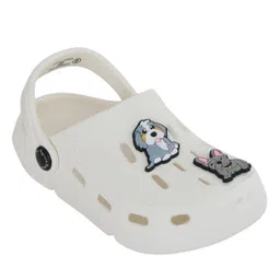 Yellow Bee Solid Perforated Slingback Clogs With Animals Charms - White image 3