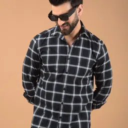 Crimsoune Club Men Classic Spread Collar Tartan Checked Cotton Slim Fit Casual Shirt-picture-32