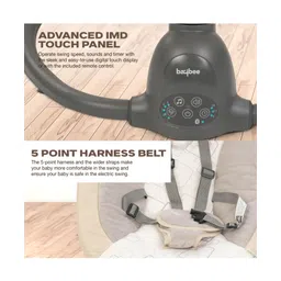 Baybee Automatic Electric Swing Cradle for New Born Baby with Adjustable Swing Speed, Remote | Infant Baby Rocker with Mosquito Net, Safety Belt, Music & Hanging Toys (Beige) image 5