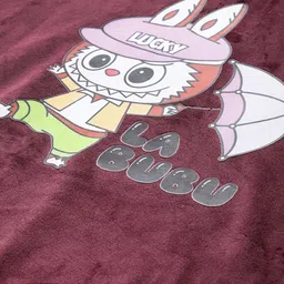 Aarika Labubu Printed Hooded Velvet Sweatshirt image 3