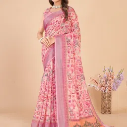 Mitera Ethnic Motifs Linen Blend Sungudi Saree-picture-41