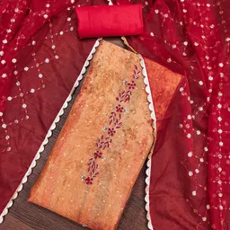 MANVAA Embellished Unstitched Dress Material image 1