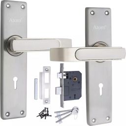 Atom Stainless Steel, Zinc Alloy Silver Door Handle Lock Set, JupiterSS.L-2-picture-12