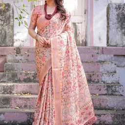SHREEMALL Floral Printed Zari Tissue Saree-picture-25