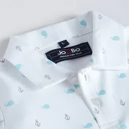 Hopscotch Boys White Pure Cotton Printed Clothing Set image 2