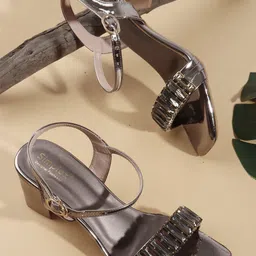 Simplex Footwear Women Open Toe Embellished Block Heel Sandals image 1