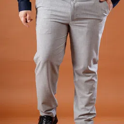 Muffynn Men Cotton Relaxed Straight Leg Straight Fit Plus Size Formal Trousers-picture-40