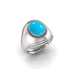 todani jems 9.25 Ratti Turquoise Stone Firoja Gemstone Silver Plated Adjustable Ring image 1