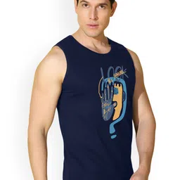 SLOWLORIS Men Pack Of 2 Printed Bio-Wash Combed Cotton Gym Vests image 5