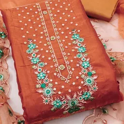 Maroosh Embroidered Viscose Rayon Unstitched Dress Material-picture-26