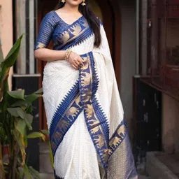 clotheva Ethnic Motifs Zari Art Silk Handloom Saree image 4