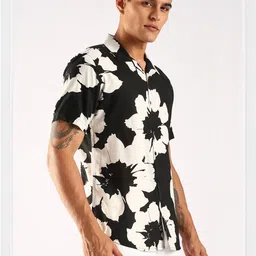 HERE&NOW Men Floral Printed Cuban Collar Casual Shirt image 5