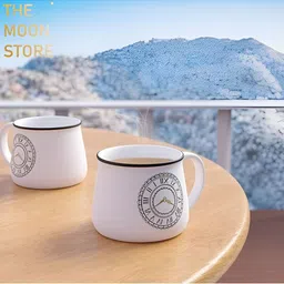 THE MOON STORE White & Black Clock Printed Ceramic Glossy Mug image 2