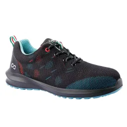 Canvas Club FLORENCE Steel Toe Safety Shoe Low Ankle PU Sole UK 8 Size Black & Cean Knitted Fabric & Micro-Fiber image 1