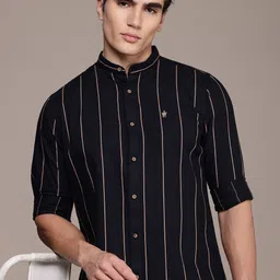 French Connection Men Smart Slim Fit Striped Pure Cotton Casual Shirt image 1