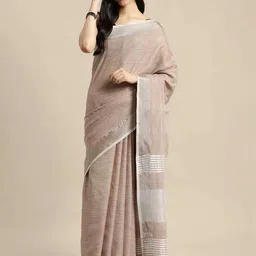 HERE&NOW Woven Design Linen Blend Handloom Saree image 5