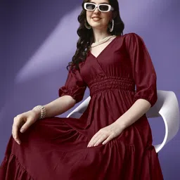 Jash Creation Women Polyester Fit and Flare Dresses image 3