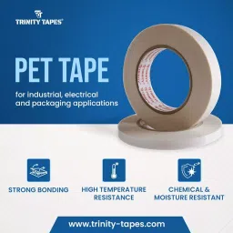 TRINITY Dual Sided PET LX Tape 60 Micron 48 mm x 50 m White Carrier(Silcionised Release paper) (Pack of 32) image 3