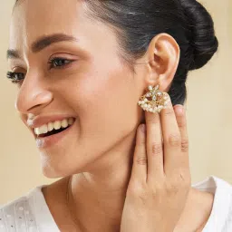 Fabindia White Pearl Stud Earrings-image-31