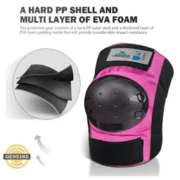 Jaspo Plastron Saver 3 Professional Protective Set Knee Elbow Wrist Guard Multi Purpose Safety Kit for Skateboarding Roller Skating Inline Skating Cycling and Other Sports Small- Pink image 2