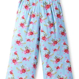 CrayonFlakes Floral Printed Belted Palazzo - Blue image 3