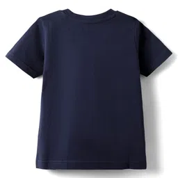 Babyhug Cotton Knit Half Sleeves Shorts Night Suit With Dino Print - Navy Blue image 3