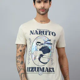 Free Authority Men Naruto Anime Printed Round Neck Pure Cotton T-shirt-image-32